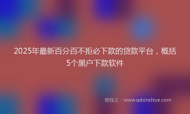 2025年最新百分百不拒必下款的贷款平台，概括5个黑户下款软件
