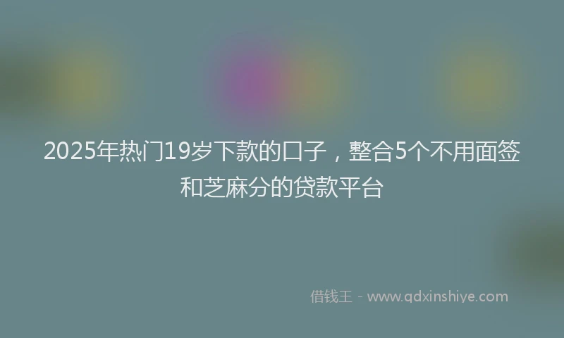 2025年热门19岁下款的口子，整合5个不用面签和芝麻分的贷款平台