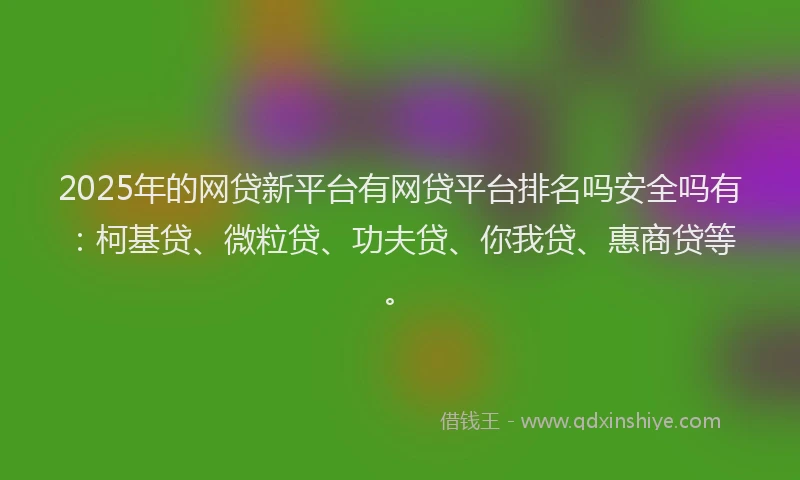2025年的网贷新平台有网贷平台排名吗安全吗有：柯基贷、微粒贷、功夫贷、你我贷、惠商贷等。