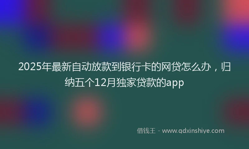 2025年最新自动放款到银行卡的网贷怎么办，归纳五个12月独家贷款的app