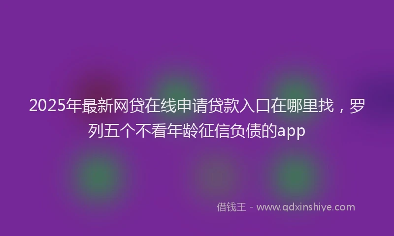 2025年最新网贷在线申请贷款入口在哪里找，罗列五个不看年龄征信负债的app