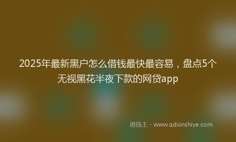 2025年最新黑户怎么借钱最快最容易，盘点5个无视黑花半夜下款的网贷app