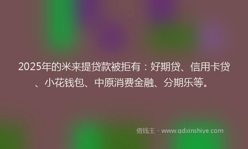 2025年的米来提贷款被拒有：好期贷、信用卡贷、小花钱包、中原消费金融、分期乐等。