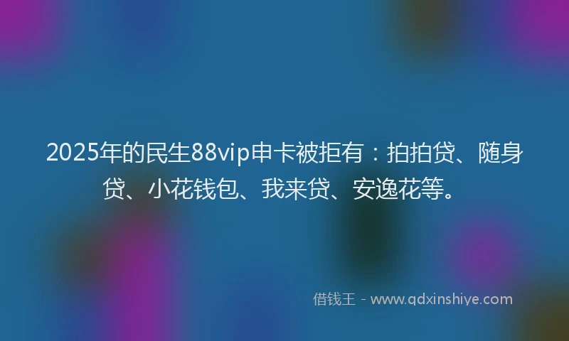 2025年的民生88vip申卡被拒有：拍拍贷、随身贷、小花钱包、我来贷、安逸花等。