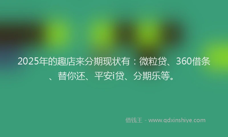 2025年的趣店来分期现状有：微粒贷、360借条、替你还、平安i贷、分期乐等。