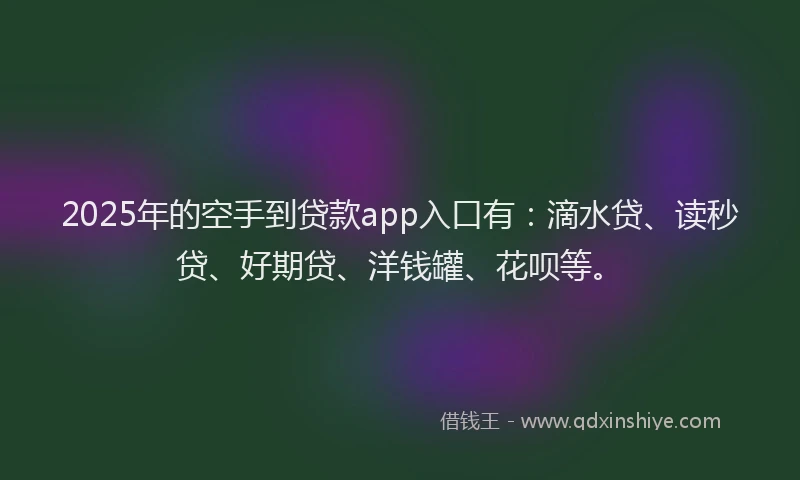 2025年的空手到贷款app入口有：滴水贷、读秒贷、好期贷、洋钱罐、花呗等。