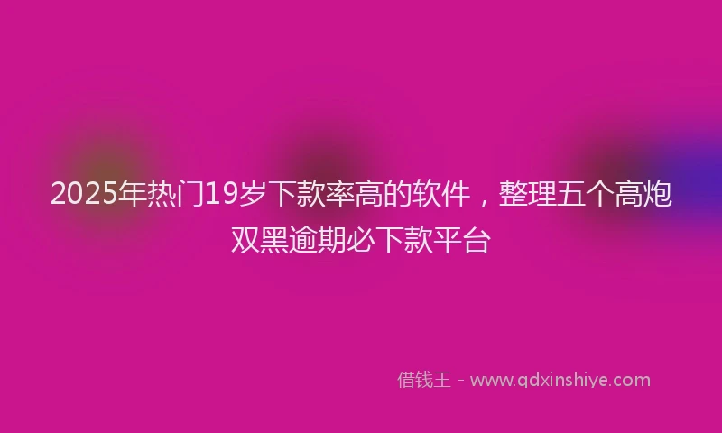 2025年热门19岁下款率高的软件，整理五个高炮双黑逾期必下款平台