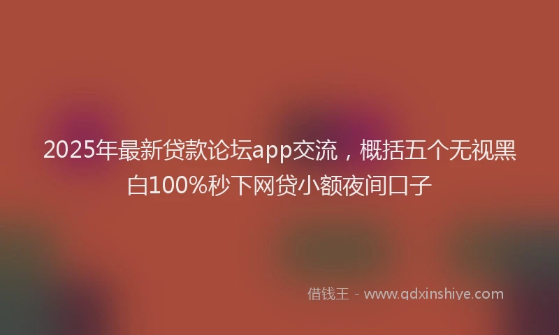 2025年最新贷款论坛app交流，概括五个无视黑白100%秒下网贷小额夜间口子