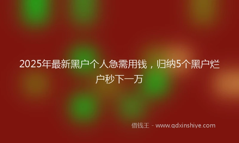2025年最新黑户个人急需用钱，归纳5个黑户烂户秒下一万