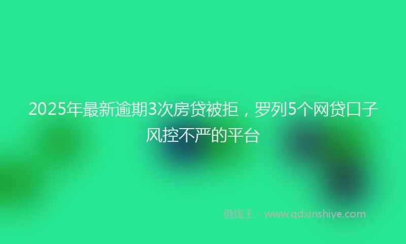 2025年最新逾期3次房贷被拒，罗列5个网贷口子风控不严的平台