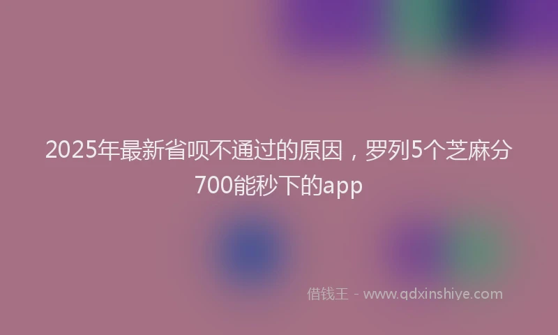 2025年最新省呗不通过的原因，罗列5个芝麻分700能秒下的app
