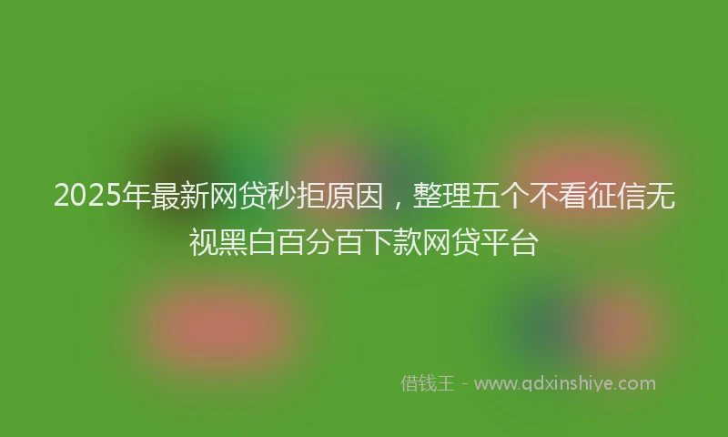 2025年最新网贷秒拒原因，整理五个不看征信无视黑白百分百下款网贷平台