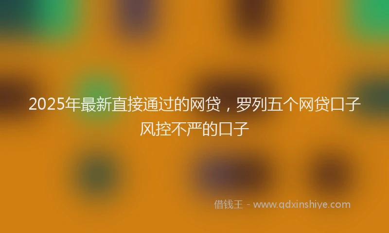 2025年最新直接通过的网贷，罗列五个网贷口子风控不严的口子