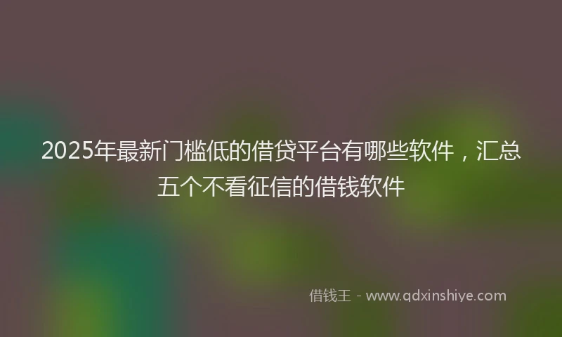 2025年最新门槛低的借贷平台有哪些软件，汇总五个不看征信的借钱软件