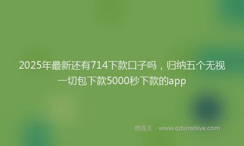 2025年最新还有714下款口子吗，归纳五个无视一切包下款5000秒下款的app
