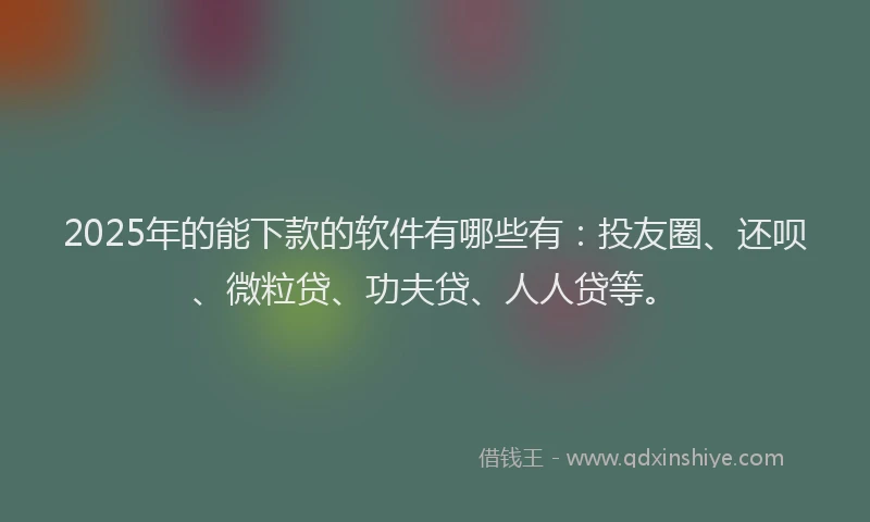 2025年的能下款的软件有哪些有：投友圈、还呗、微粒贷、功夫贷、人人贷等。