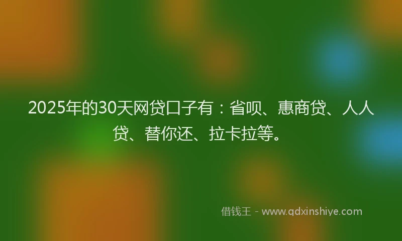 2025年的30天网贷口子有：省呗、惠商贷、人人贷、替你还、拉卡拉等。