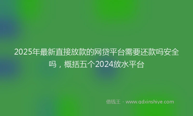 2025年最新直接放款的网贷平台需要还款吗安全吗，概括五个2024放水平台