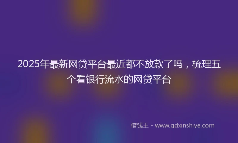 2025年最新网贷平台最近都不放款了吗，梳理五个看银行流水的网贷平台