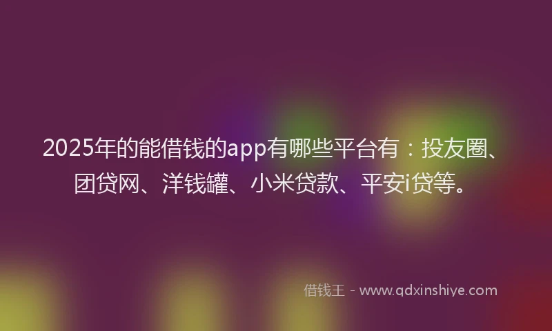 2025年的能借钱的app有哪些平台有：投友圈、团贷网、洋钱罐、小米贷款、平安i贷等。