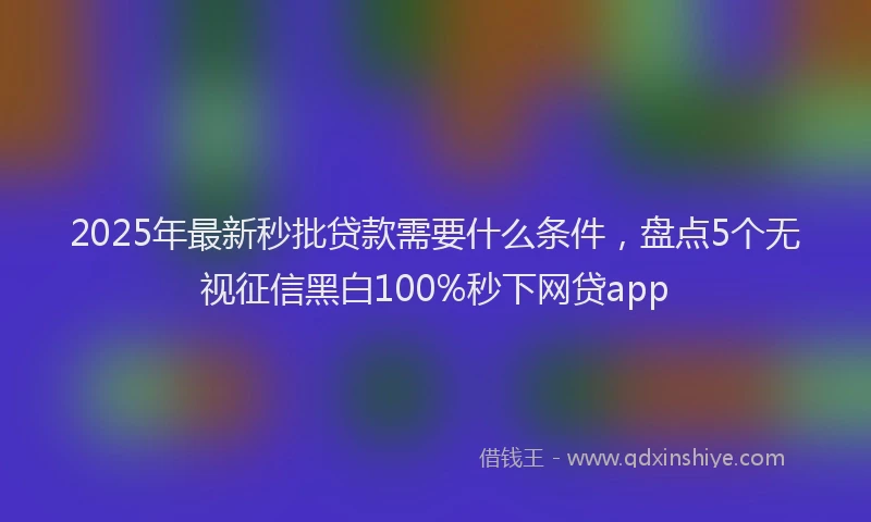 2025年最新秒批贷款需要什么条件，盘点5个无视征信黑白100%秒下网贷app