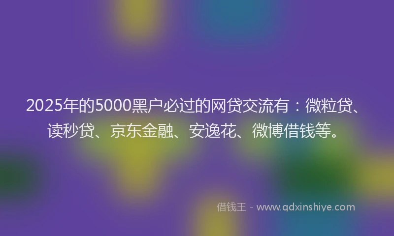 2025年的5000黑户必过的网贷交流有：微粒贷、读秒贷、京东金融、安逸花、微博借钱等。