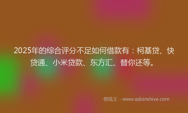 2025年的综合评分不足如何借款有：柯基贷、快贷通、小米贷款、东方汇、替你还等。