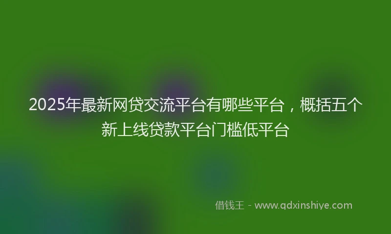 2025年最新网贷交流平台有哪些平台，概括五个新上线贷款平台门槛低平台