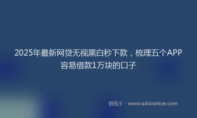 2025年最新网贷无视黑白秒下款，梳理五个APP容易借款1万块的口子