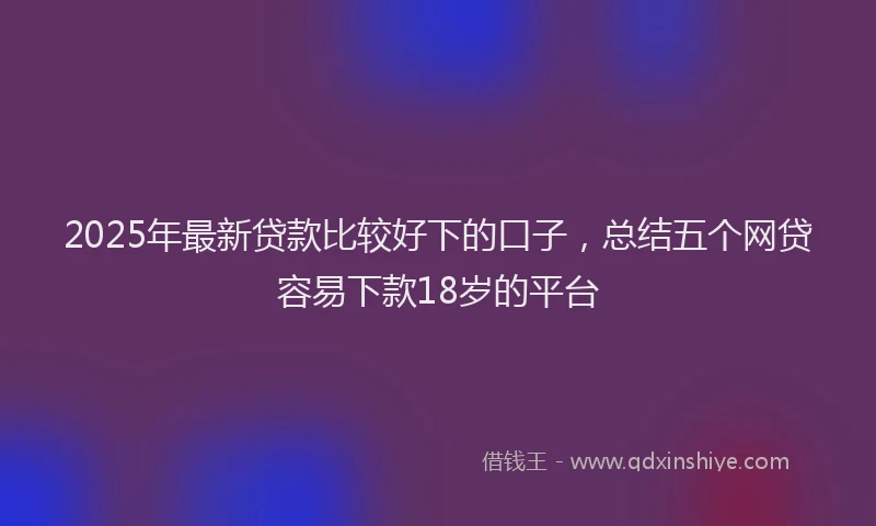 2025年最新贷款比较好下的口子，总结五个网贷容易下款18岁的平台