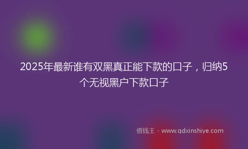 2025年最新谁有双黑真正能下款的口子，归纳5个无视黑户下款口子