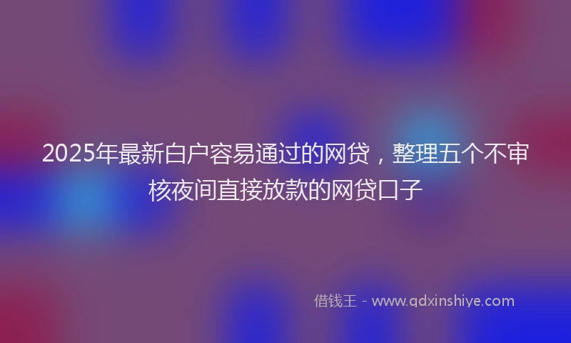 2025年最新白户容易通过的网贷，整理五个不审核夜间直接放款的网贷口子