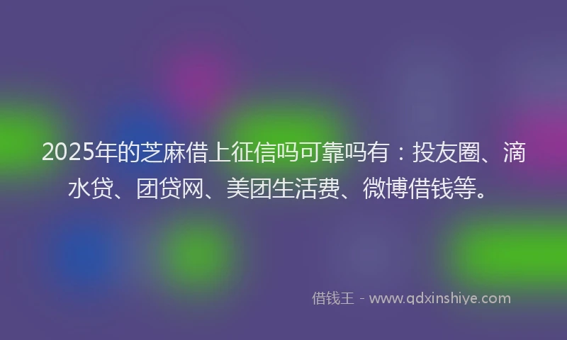 2025年的芝麻借上征信吗可靠吗有：投友圈、滴水贷、团贷网、美团生活费、微博借钱等。