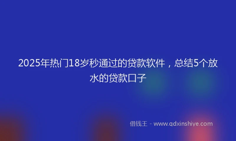 2025年热门18岁秒通过的贷款软件，总结5个放水的贷款口子