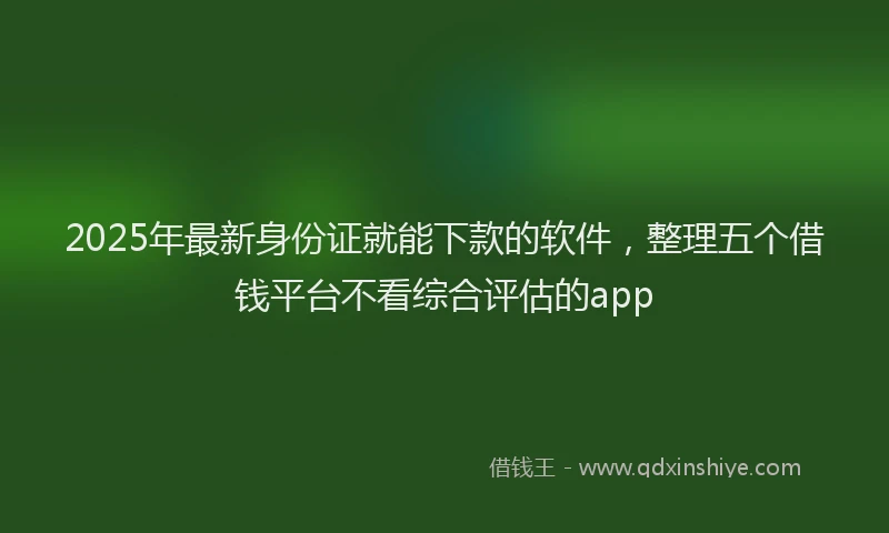 2025年最新身份证就能下款的软件，整理五个借钱平台不看综合评估的app