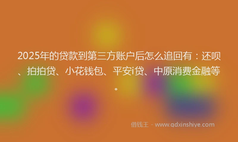 2025年的贷款到第三方账户后怎么追回有：还呗、拍拍贷、小花钱包、平安i贷、中原消费金融等。