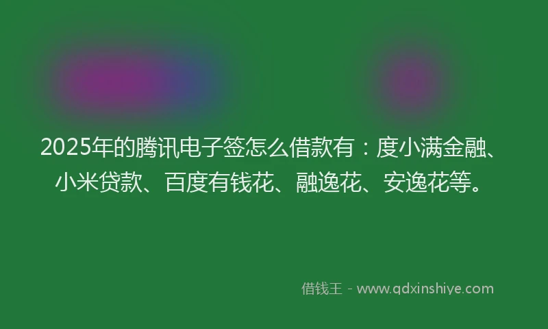 2025年的腾讯电子签怎么借款有：度小满金融、小米贷款、百度有钱花、融逸花、安逸花等。