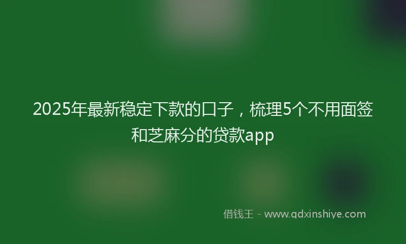 2025年最新稳定下款的口子，梳理5个不用面签和芝麻分的贷款app