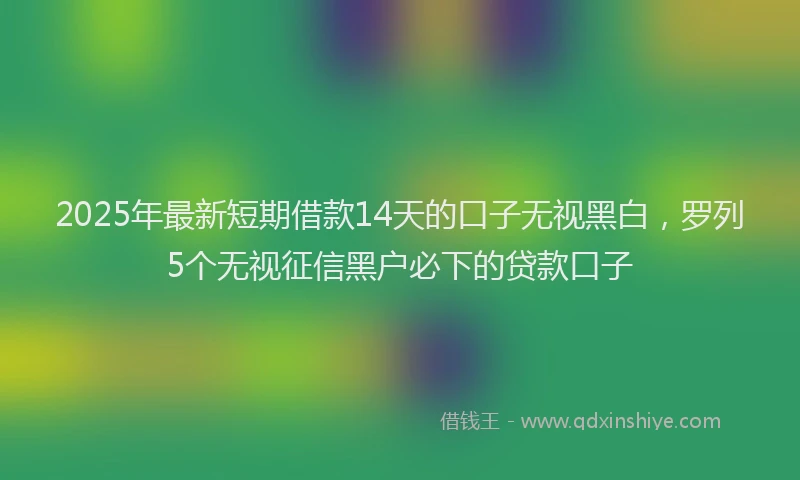 2025年最新短期借款14天的口子无视黑白，罗列5个无视征信黑户必下的贷款口子