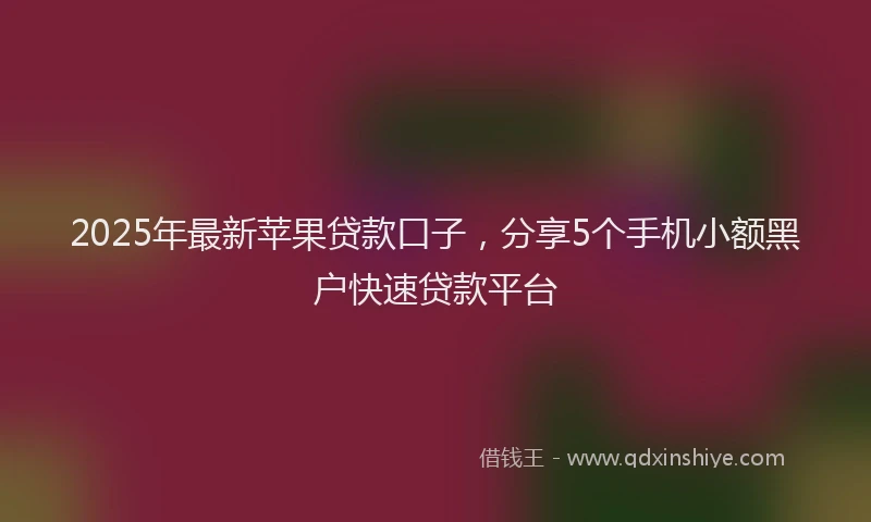 2025年最新苹果贷款口子，分享5个手机小额黑户快速贷款平台