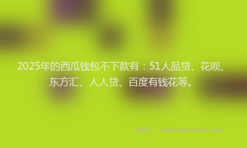 2025年的西瓜钱包不下款有：51人品贷、花呗、东方汇、人人贷、百度有钱花等。