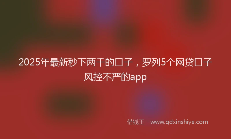 2025年最新秒下两千的口子，罗列5个网贷口子风控不严的app