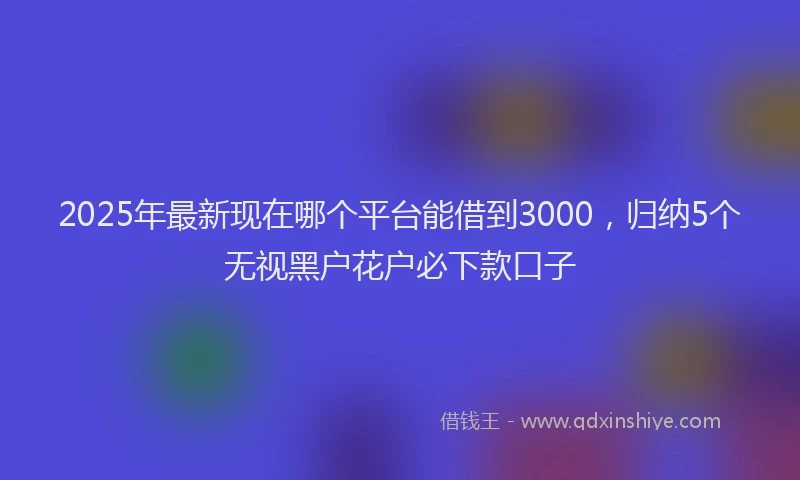 2025年最新现在哪个平台能借到3000，归纳5个无视黑户花户必下款口子