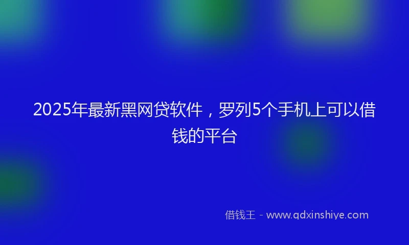 2025年最新黑网贷软件，罗列5个手机上可以借钱的平台