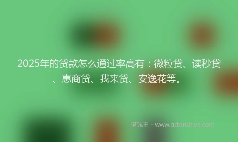 2025年的贷款怎么通过率高有：微粒贷、读秒贷、惠商贷、我来贷、安逸花等。