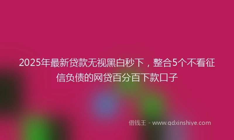 2025年最新贷款无视黑白秒下，整合5个不看征信负债的网贷百分百下款口子