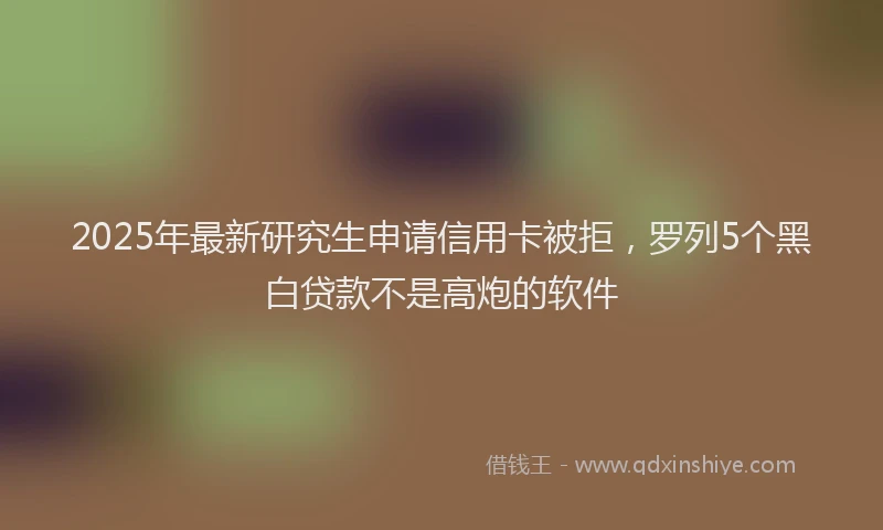 2025年最新研究生申请信用卡被拒，罗列5个黑白贷款不是高炮的软件