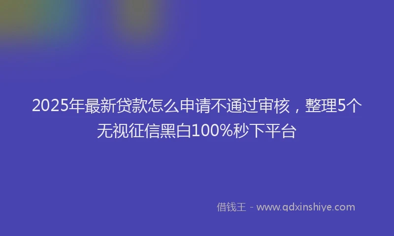 2025年最新贷款怎么申请不通过审核，整理5个无视征信黑白100%秒下平台