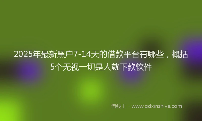 2025年最新黑户7-14天的借款平台有哪些，概括5个无视一切是人就下款软件