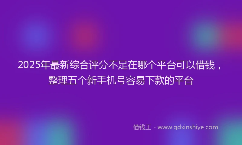 2025年最新综合评分不足在哪个平台可以借钱，整理五个新手机号容易下款的平台